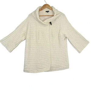Talbots Ivory Long Sleeve Shawl Collar Knit Cardigan Sweater Cottagecore Size XL